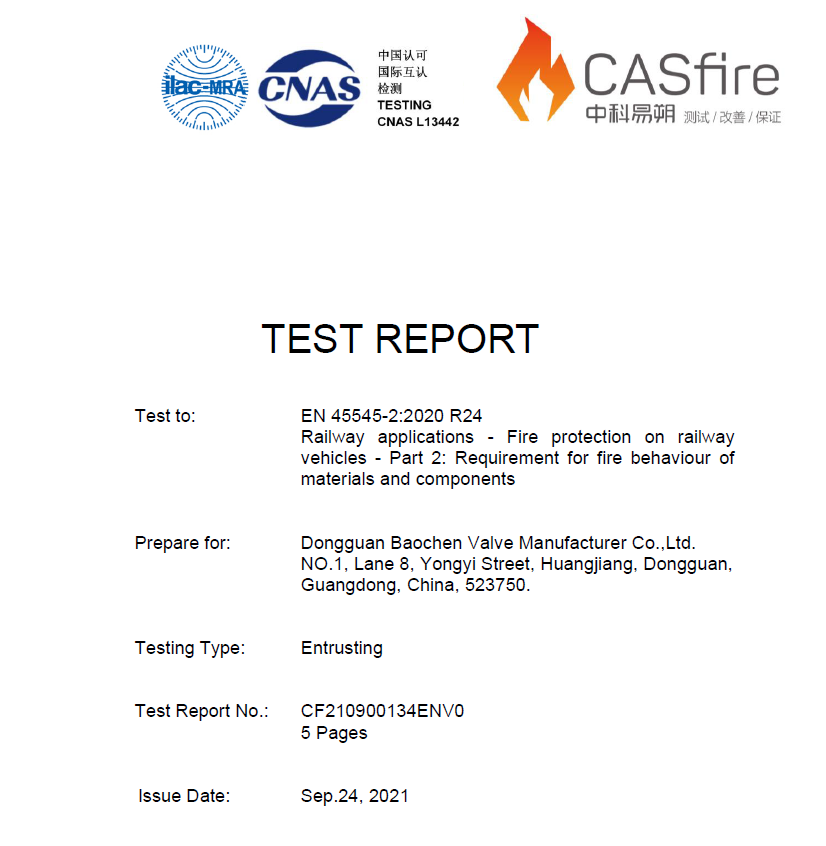 European Railway EN45545 HL3 Brandschutzzertifikat